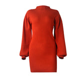 2020 autumn/winter new arrival High-necked slim sexy thickened tight knitted woollen dresses in stock