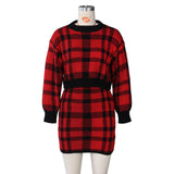 New autumn and winter skirt suit European and American sexy plaid thick sweater wrap hip skirt