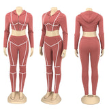 X00570L Phoenix New arrival sport women two-piece set+Long-sleeved striped sport casual set two-piece