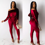 Phoenix romper women Velour stretch shoulder bat sleeve contains belt jumpsuit for European and American women's wear