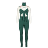 Sexy pure color sleeveless high stretch women jumpsuit+2020 hot style women suits