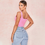 X00275S 2021 sexy pink diamond shape crop crop back slim vest