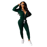 X00189L 2021 new arrival hot sale womentwo-piece sets Zipper hoodie casual pants two-piece suit Solid color elastic suit