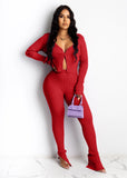 X00793M Phoenix Autumn/winter 2021 tight suit Fashion trouser leg split with long sleeve button two-piece set