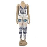 Phoenix New arrival women jumpsuits+Hot style print tight sleeveless jumpsuit