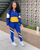 2021 autumn Sports fashion two-piece suit Multicolor Mosaic leisure sports suit two-piece set