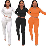 X00296L New arrival women two-piece set+Two piece casual sport with slit at the bottom of fashionable trousers