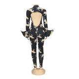 Phoenix sexy nightclub outfit Autumn/winter 2020 new women's dress with print pattern and backless jumpsuit