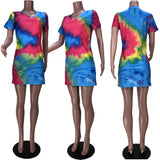 X01311L 2021 New Arrival Hot Sale Pullover Print V-neck Dress Skirt Nightclub Style Tie-dye Women Casual Dress