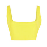 New Summer Women Square Collar Solid Color Sexy Crop Top