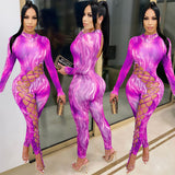 sexy casual bodycon 2020 autumn winter new fashion slim and sexy club Hollowed-out lace-up women's jumpsuit