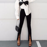 X00706L Stretch slim women pants + Foot zipper split trim pants+Depreciate sales promotion hot style