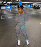 X01144S Stylish digital printed monogram hoodie sports suit