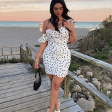 Elegant Polka Dots Sleeveless Mini Dresses 2020 Fashion Ruched Sexy Backless Straps Summer Sundress Holiday Dress