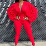 2020 Hot style Sexy women Deep V neck jumpsuit Backless leash bat-sleeve suit Plus size in stock