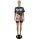 X00556M Tie-dye short sleeves suit sleeves Loose and stylish printed short sleeve suit Short sleeve shorts