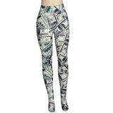 X01559C Dollar Print Women Autumn Foot Pants 2021 New High Waist Elastic Pencil Leggings Female Party Clubwear Slim Outfits Hot