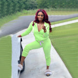 X00259L 2021 Hot style women two-piece sets+Solid color sport long sleeve pants and hooded suit