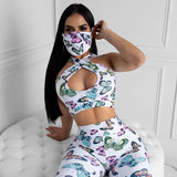 X30029S Summer 2021 new women's dress foreign trade hot style butterfly printed exercise fitness suit for women