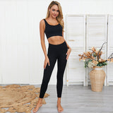 X01930C 2 Piece Women Sports Set Workout Clothes Tracksuit Women Sports Bra Leggings Set Female Gym Clothing Suits Athletic Sets