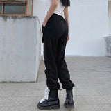 X00621M Women's fashion web celebrity street style chic feature lace-up casual pants