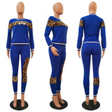 X00885M Casual stitching color suit Fashion women's two pieces set Plus size long sleeves leggings outfit in stock