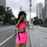 X30019S Spring/summer 2021 cross-border women's sexy schoolbag button crop vest buttock skirt set two pieces