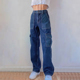 X01042M Casual pants 2021 new style fashion patchwork pocket high-waisted hip-hop jeans in stock