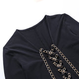 fashion tight sex appeal chain tie jumpsuit