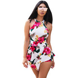 Women Jumpsuit Summer Sexy Ruffle Body Femme Print Playsuit Rompers Boho Beach Bodysuit Overalls For Ladies