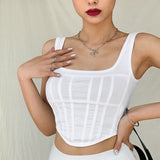 X00893C slim solid white tank top skinny cotton women 2021 new low-neck sexy sleeveless crop top female clothes casual