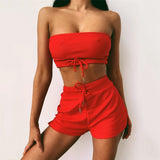 Ready to ship summer boutique clothing night wear casual sexy crop top 2 piece short set women