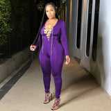 Phoenix Solid color sexy leggings with long sleeves jumpsuits