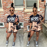 X00556M Tie-dye short sleeves suit sleeves Loose and stylish printed short sleeve suit Short sleeve shorts