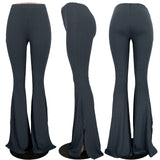 X00274L 2021 Hot sale sexy women pants+Solid-color denim split sexy tight flared pants