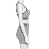 X00443V the new women two-piece with v-neck tank top, high waist and hip shorts casual