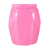 New arrival summer solid color cut out sexy leather skirt mini skirts women with zipper