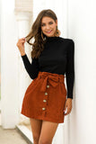 Hot selling casual plain belt skirts women