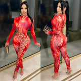 sexy casual bodycon 2020 autumn winter new fashion slim and sexy club Hollowed-out lace-up women's jumpsuit