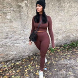 X01263C fashion tracksuit women turtleneck full sleeveless crop top+leggings matching set stretchy sporty fitness casual outfits