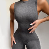 Casual Solid Bodycon Sleeveless Jumpsuits Sporty Workout Active Wear Skinny 2020 Summer Rompers Womens Jumpsuit Fashion