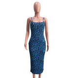 Sexy Cheetah Leopard Print Midi Dress Women Clothes Plus Size Vestido Elegant Spaghetti Strap Bodycon Night Club Dresses