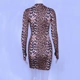 hot sale summer long sleeve leopard women dress sexy