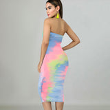 floor price Hot-selling tie-dye dresses for summer 2021 the new sexy sleeveless strapless