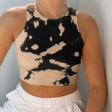 X00236M Factory outlet 2021 summer women tops Sexy Tie-dye printed thread high stretch slim sport vest crop top