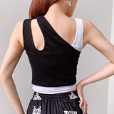 X00198M 2021 new style women's wear new sexy irregular hollow out shoulder strap short casual not really two two pieces