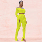 X00050L 2021 Hot sale gauze perspective two-piece sets sexy strapless crop top and pants solid color fashion slim outfits