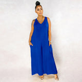 Wholesale 2020 hot style jumpsuit Casual loose Sling jumpsuit 4-colors V-Neck sleeveless suit