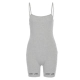 Ribbed Knitted Sexy Romper Short Jumpsuit Women Playsuit Embroidery Summer Bodycon Lucky Label Jumpsuits Female