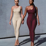 One-Shoulder Casual Sporty Rompers Women Jumpsuit Fitness Sleeveless Bodycon Workout Active Wear Fashion Jumpsuits 2020